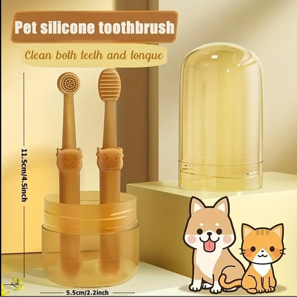 Small pet soft silicone toothbrush set with storage case - Picture 10 of 11